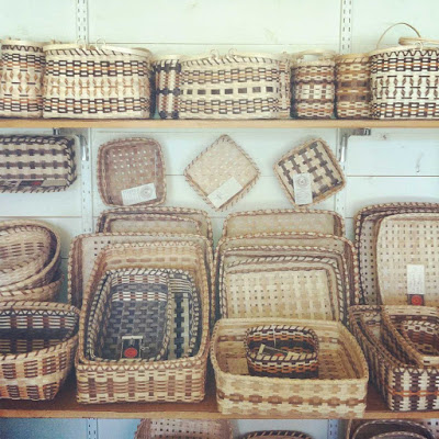 baskets colored with bloodroot dyes