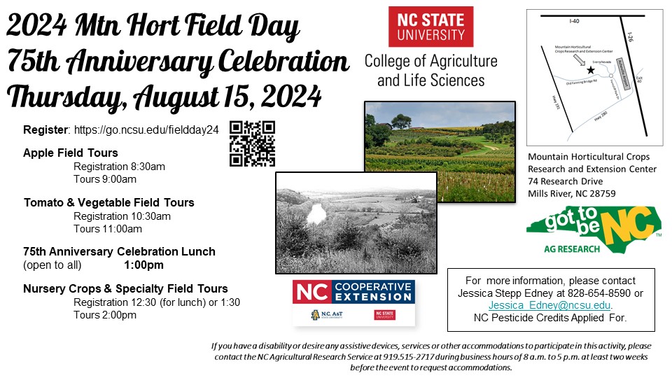 Flier for the 75th anniverary of the Mountain Horticultural Crops Research and Extension Center